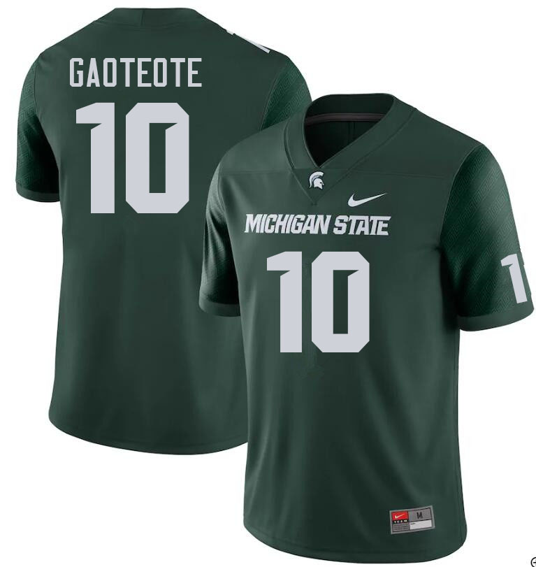 Men #10 Ma'a Gaoteote Michigan State Spartans College Football Jerseys Sale-Green